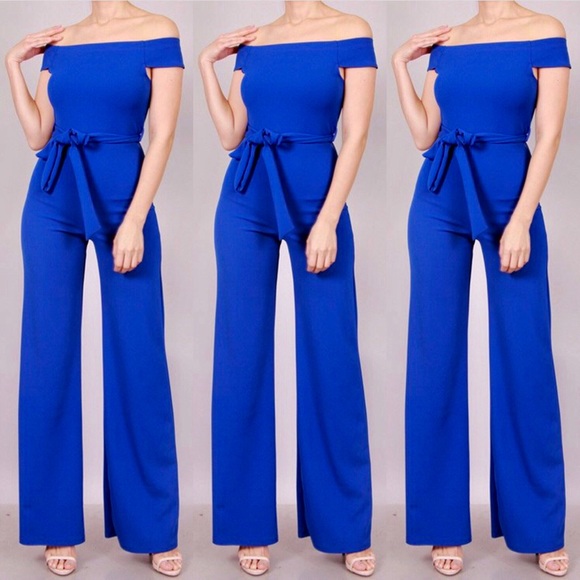 LAST ONE.Royal blue jumpsuit with belt. - Picture 2 of 4